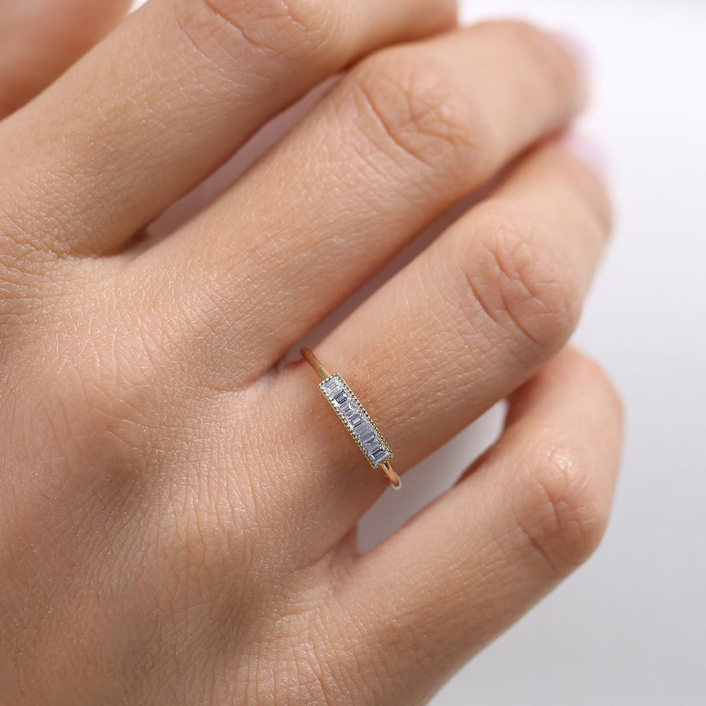 OBFJ1758 - Channel Set Baguette Diamond Ring ring in selectable metal and diamond options - Roselle Jewelry view 2