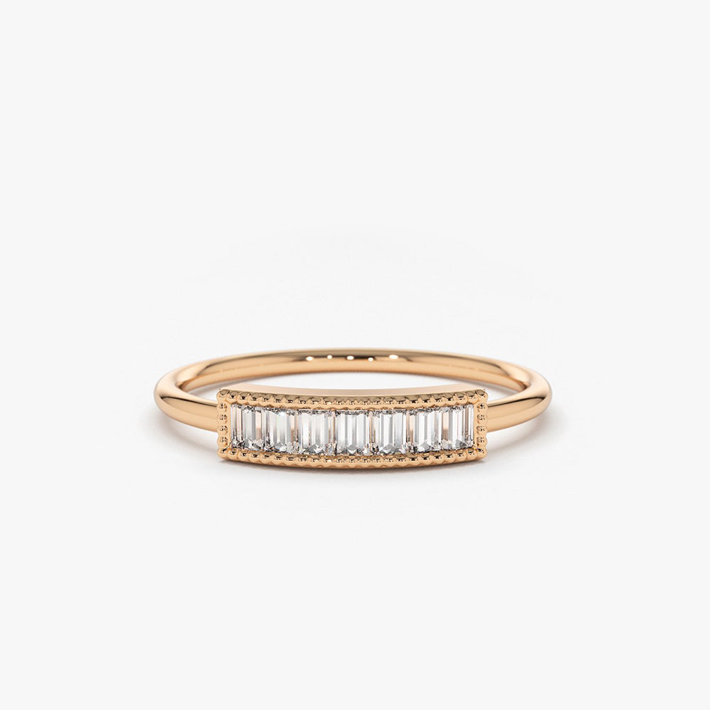 OBFJ1758 - Channel Set Baguette Diamond Ring ring in selectable metal and diamond options - Roselle Jewelry view 7
