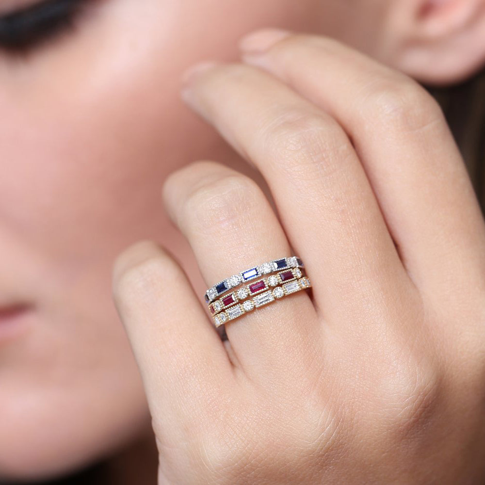 OBFJ1762 - 14k Baguette Ruby and Diamond Ring 6