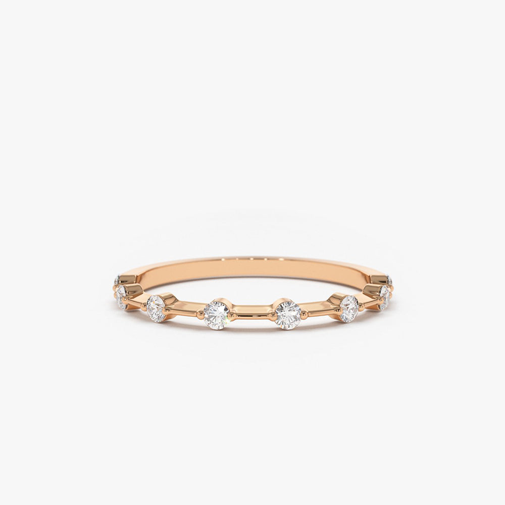 OBFJ1757 - 14K Gold Petite Diamond Wedding Ring 9