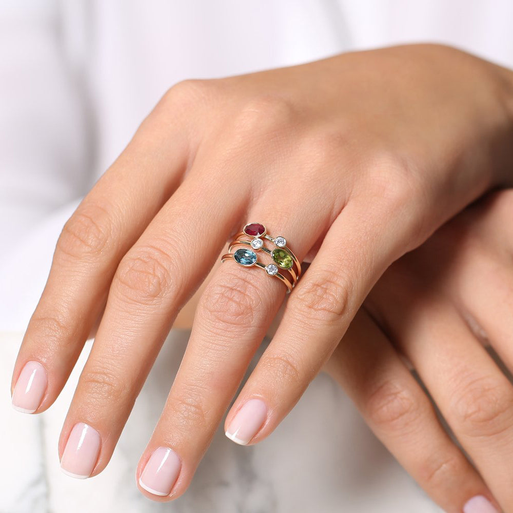 OBFJ1772 - 14k Gold Oval London Blue Topaz  and Diamond Ring 5
