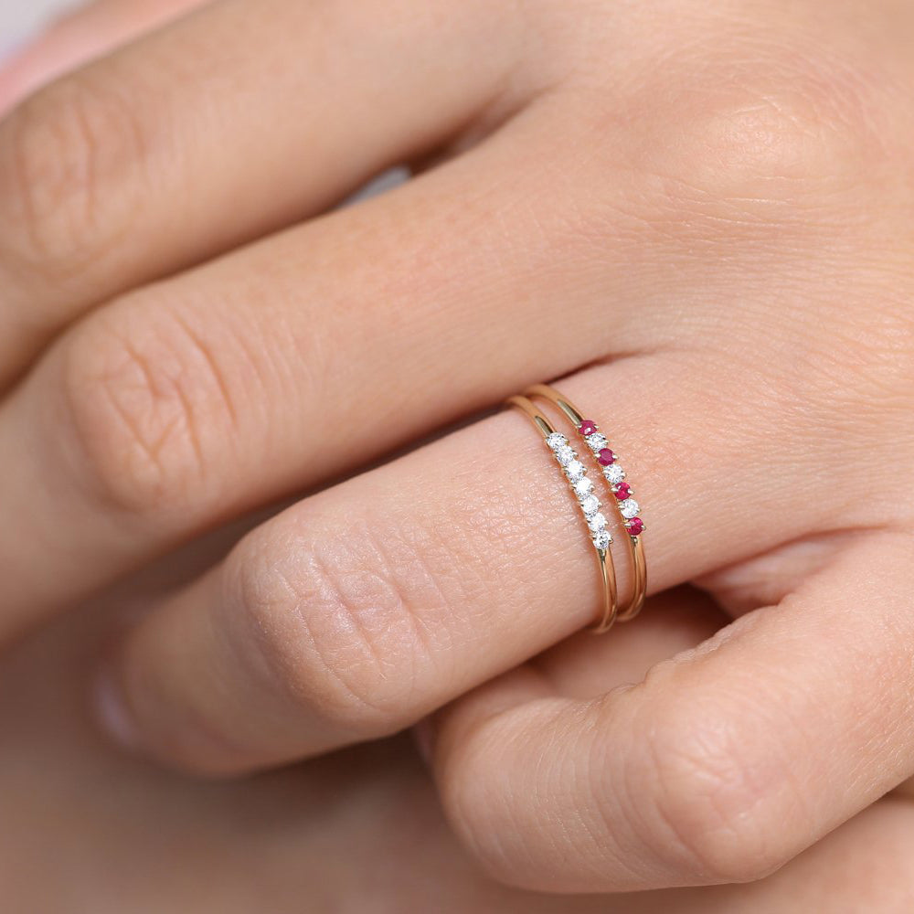 OBFJ1774 - 14k Petite Ruby and Diamond Ring 4