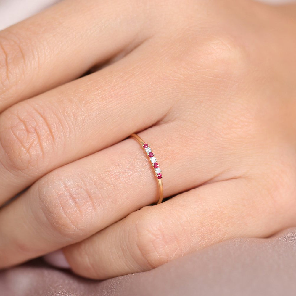 OBFJ1867 - 14k Petite Sapphire and Diamond Ring 2