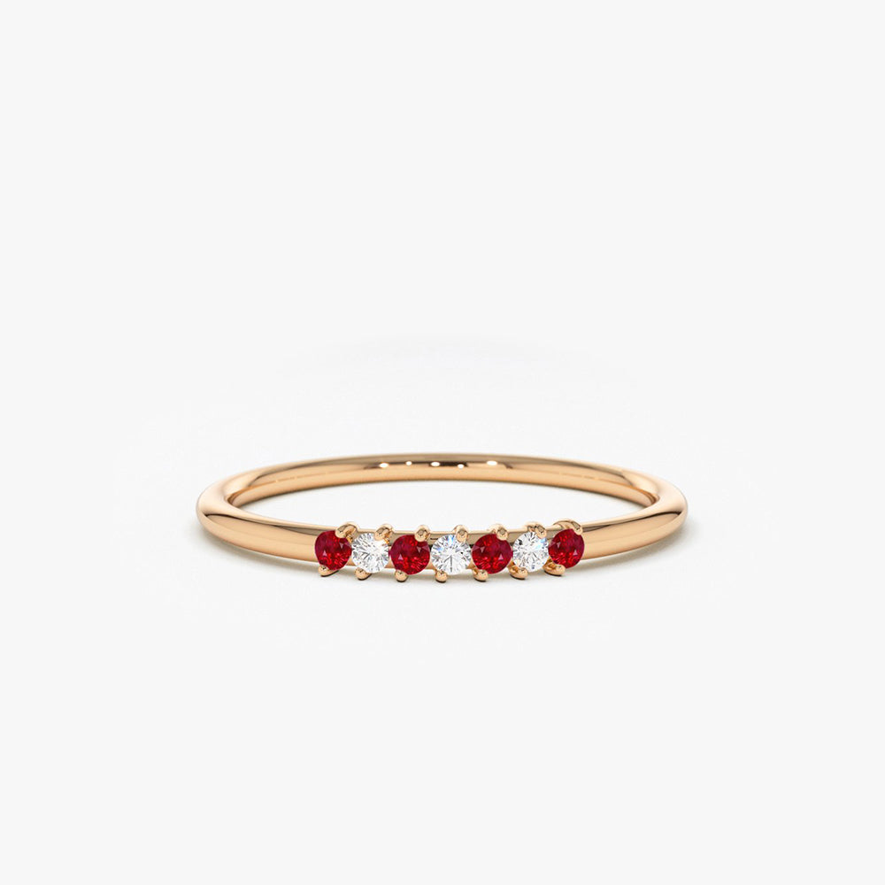 OBFJ1774 - 14k Petite Ruby and Diamond Ring 5