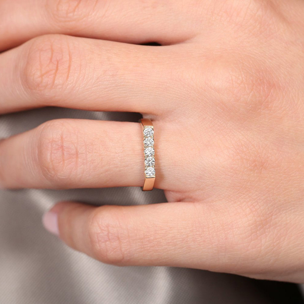 OBFJ1784 - Rectangular Diamond Pinky Ring ring in selectable metal and diamond options - Roselle Jewelry view 2