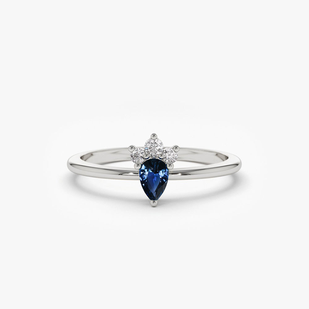 OBFJ1827 - 14k Mini Sapphire and Diamond Ring 5
