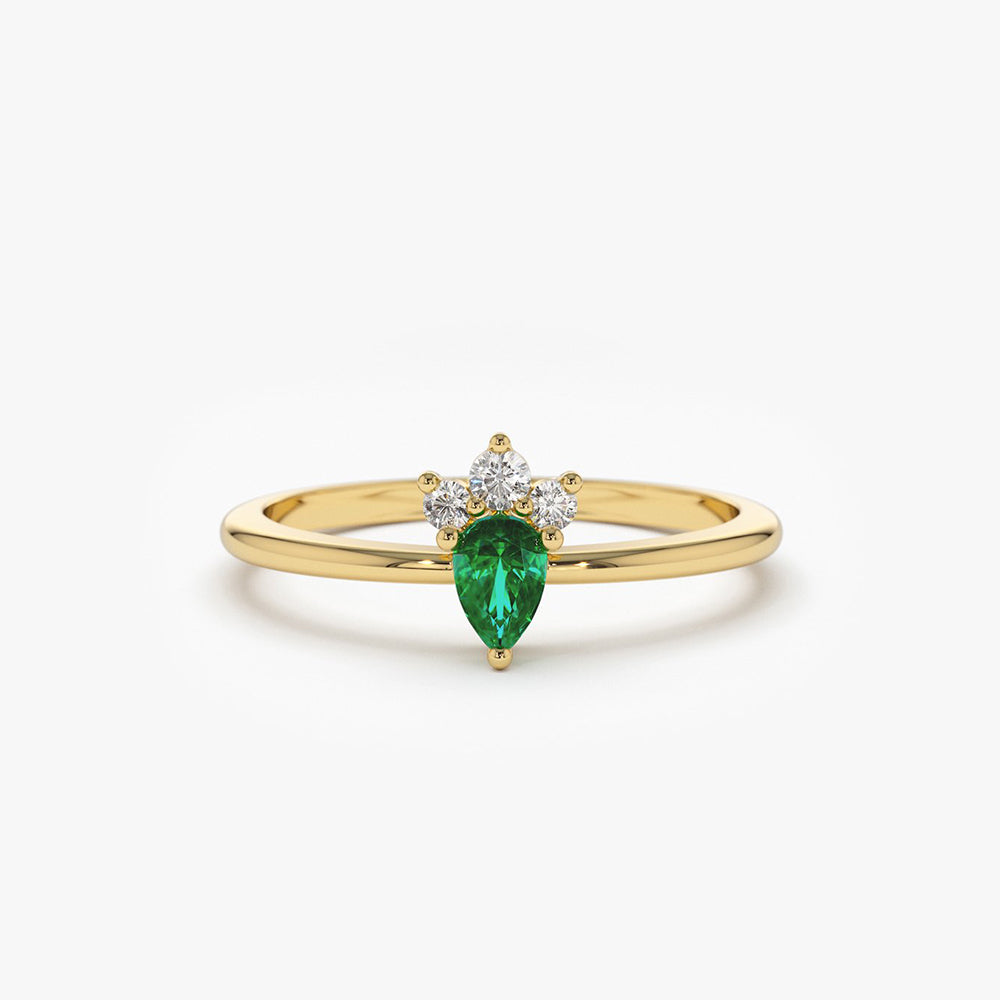 OBFJ1826 - 14k Mini Emerald and Diamond Ring 1