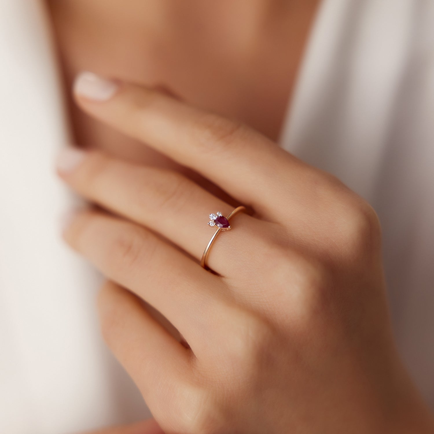 OBFJ1828 - 14k Mini Ruby and Diamond Ring 4