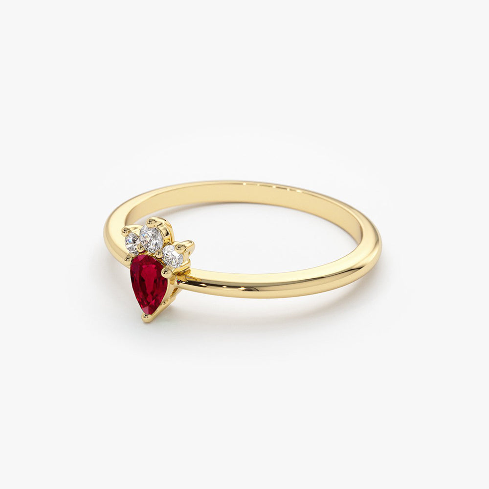 OBFJ1828 - 14k Mini Ruby and Diamond Ring 7