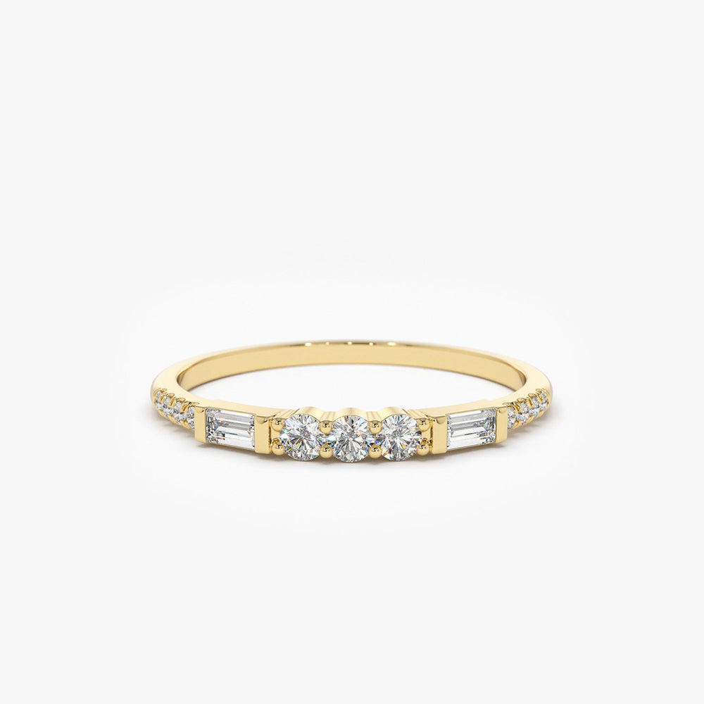 OBFJ1874 - 14K Gold Three Diamond Equilibrium Ring 1