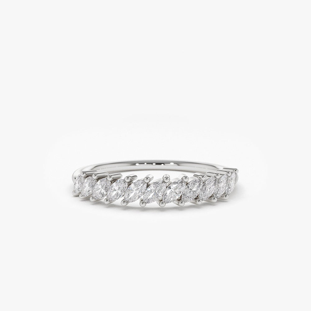 OBFJ1918 - 14K Gold Domino Marquise Wedding Band 5