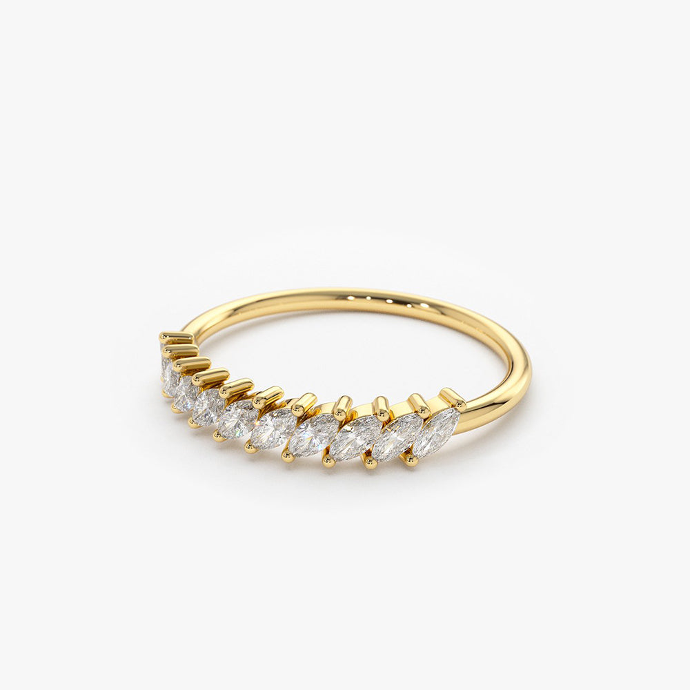 OBFJ1918 - 14K Gold Domino Marquise Wedding Band 6