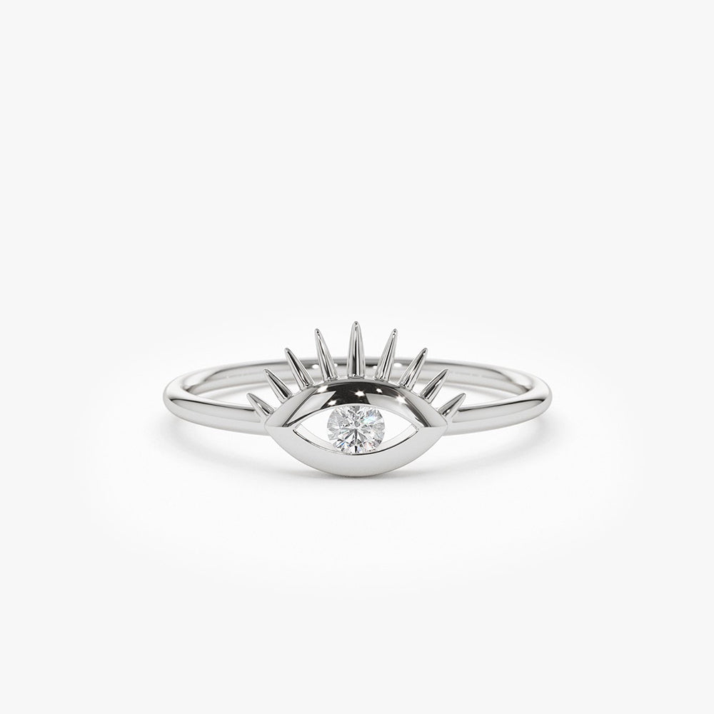 OBFJ1926 - 14k Diamond Evil Eye Ring 5