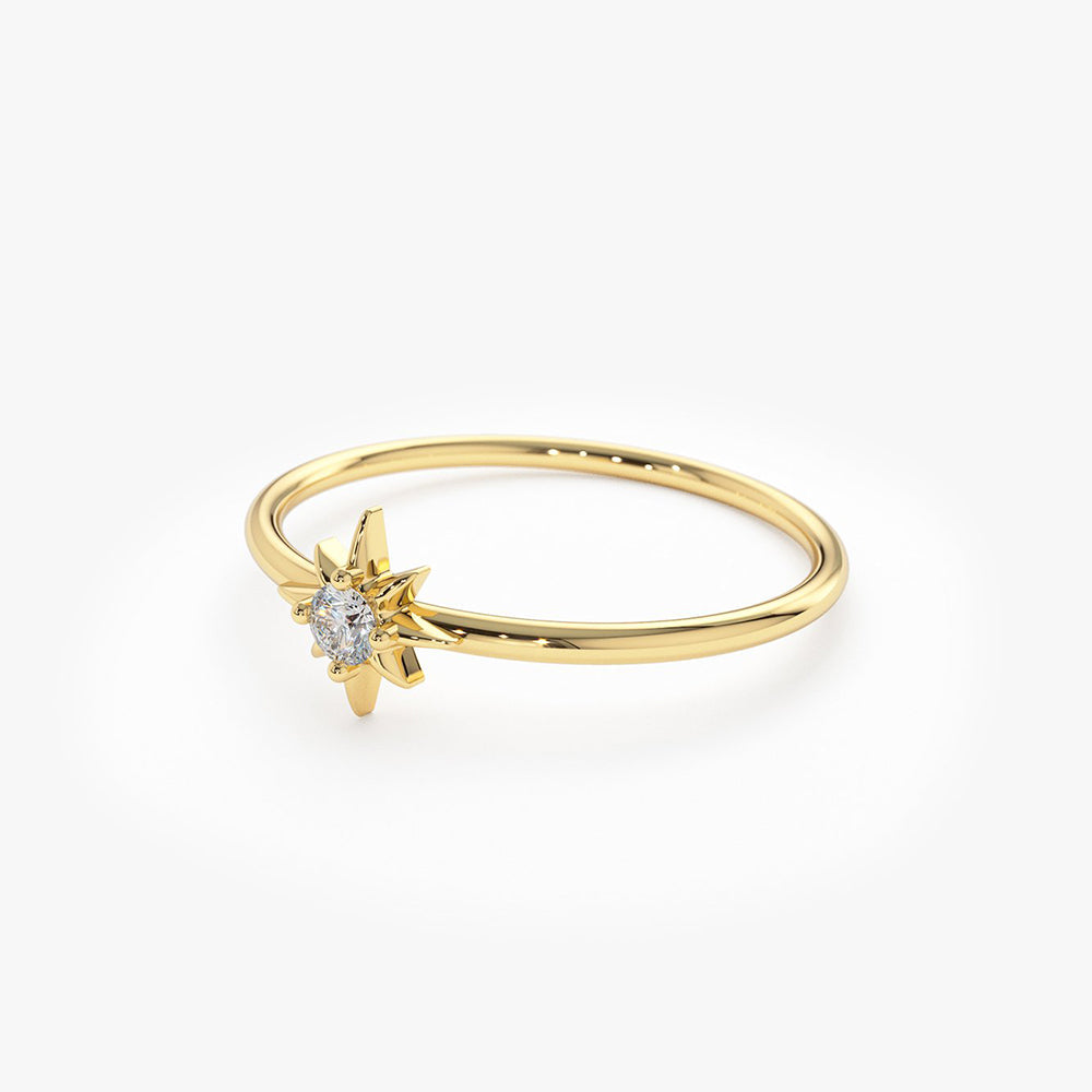 OBFJ1927 - 14K North Star Stacking Diamond Ring 6
