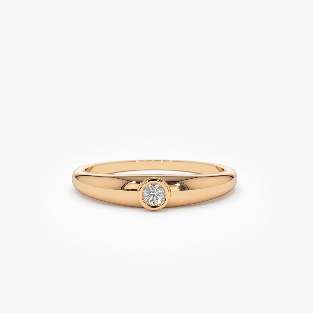 OBFJ1917 - 14k Dome Diamond Bezel Ring 5