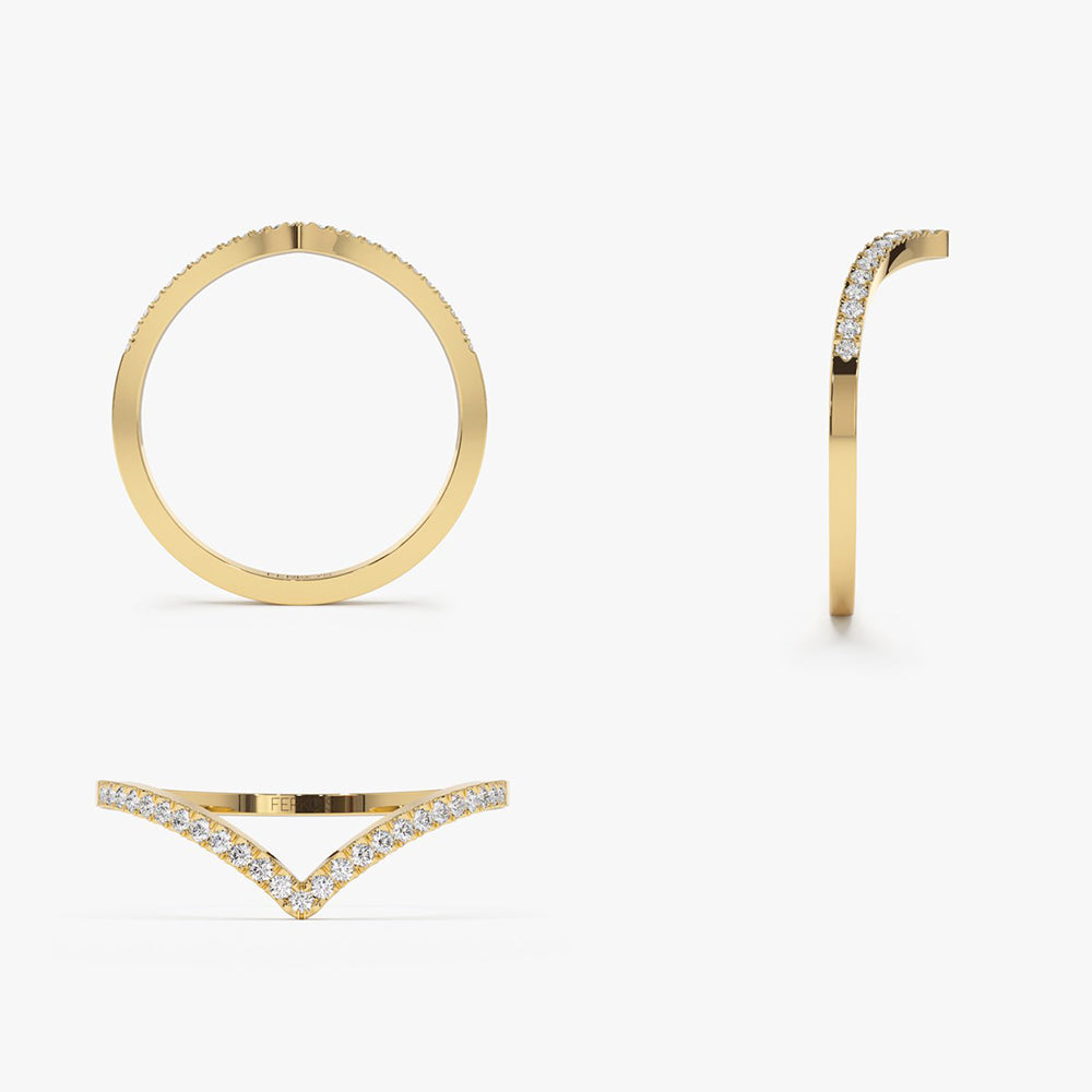 OBFJ2021 - 14K Gold Diamond Chevron Ring 8