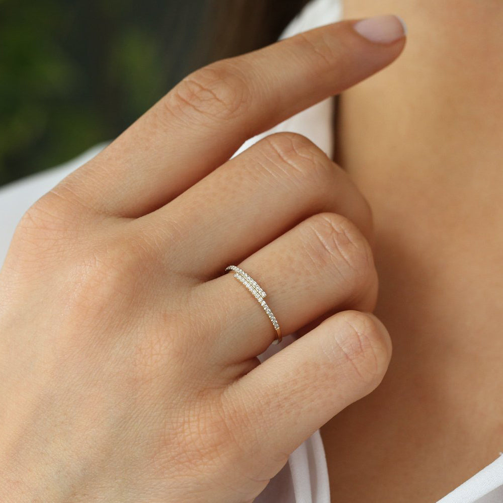 OBFJ2024 - 14k Cross Over Diamond Stackable Ring 4