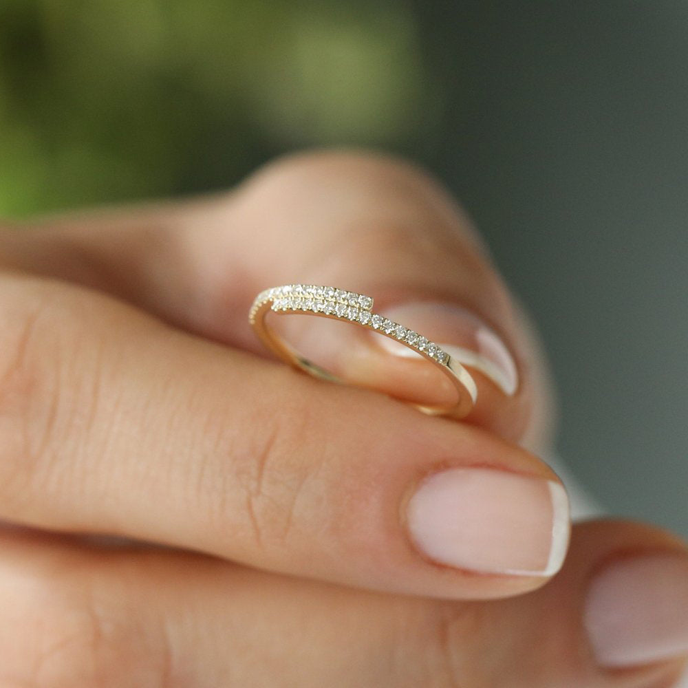 OBFJ2024 - 14k Cross Over Diamond Stackable Ring 5