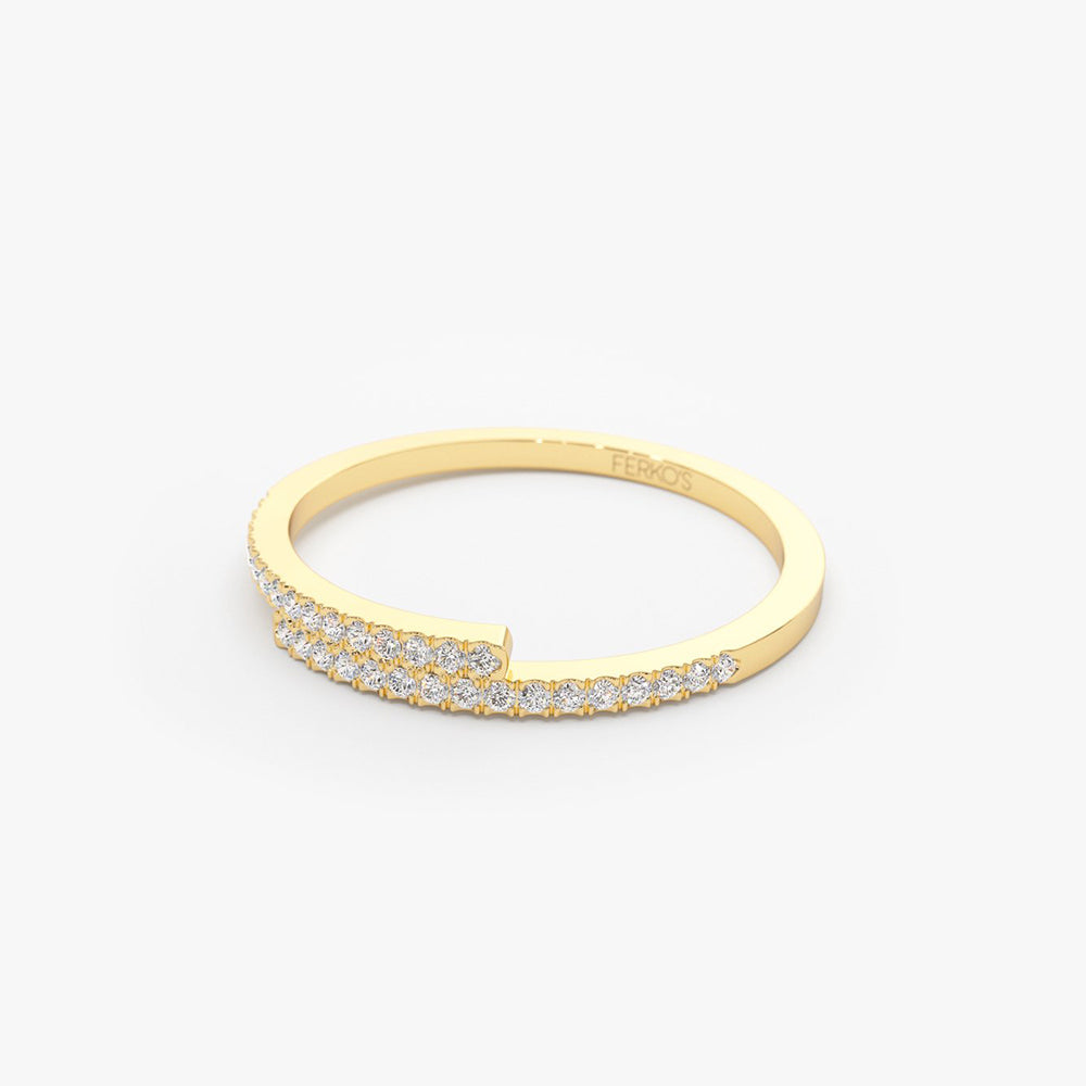 OBFJ2024 - 14k Cross Over Diamond Stackable Ring 8
