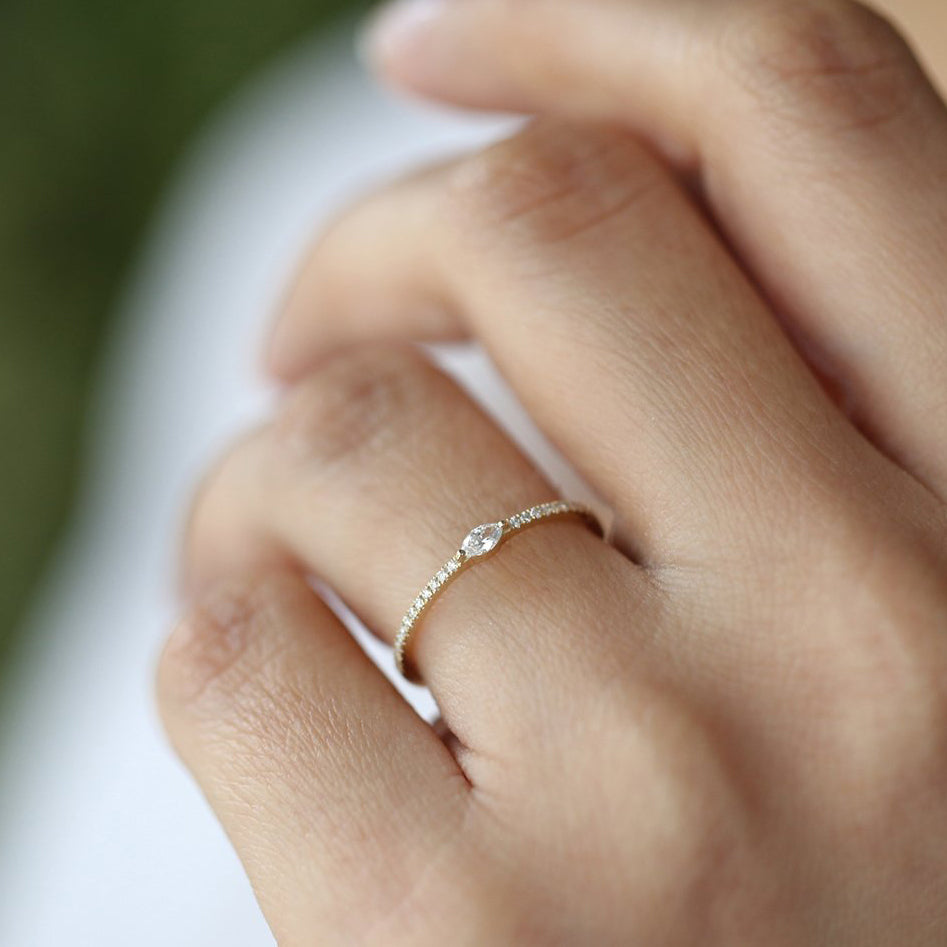 OBFJ2036 - 14k Stackable Marquise Pave Diamond Ring 5