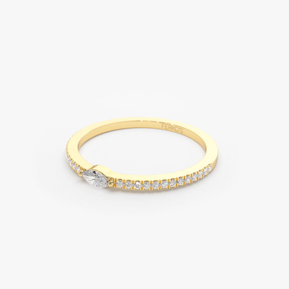 OBFJ2036 - 14k Stackable Marquise Pave Diamond Ring 8
