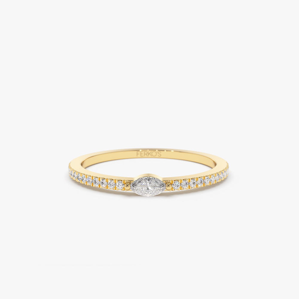 OBFJ2036 - 14k Stackable Marquise Pave Diamond Ring 1