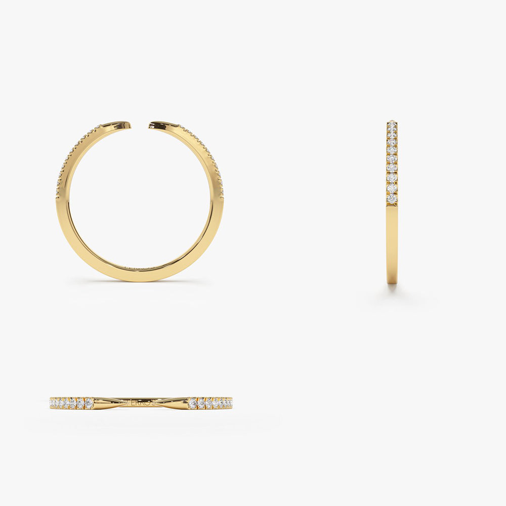 OBFJ2055 - 14k Pave Diamond Open Cuff Claw Diamond Ring 9