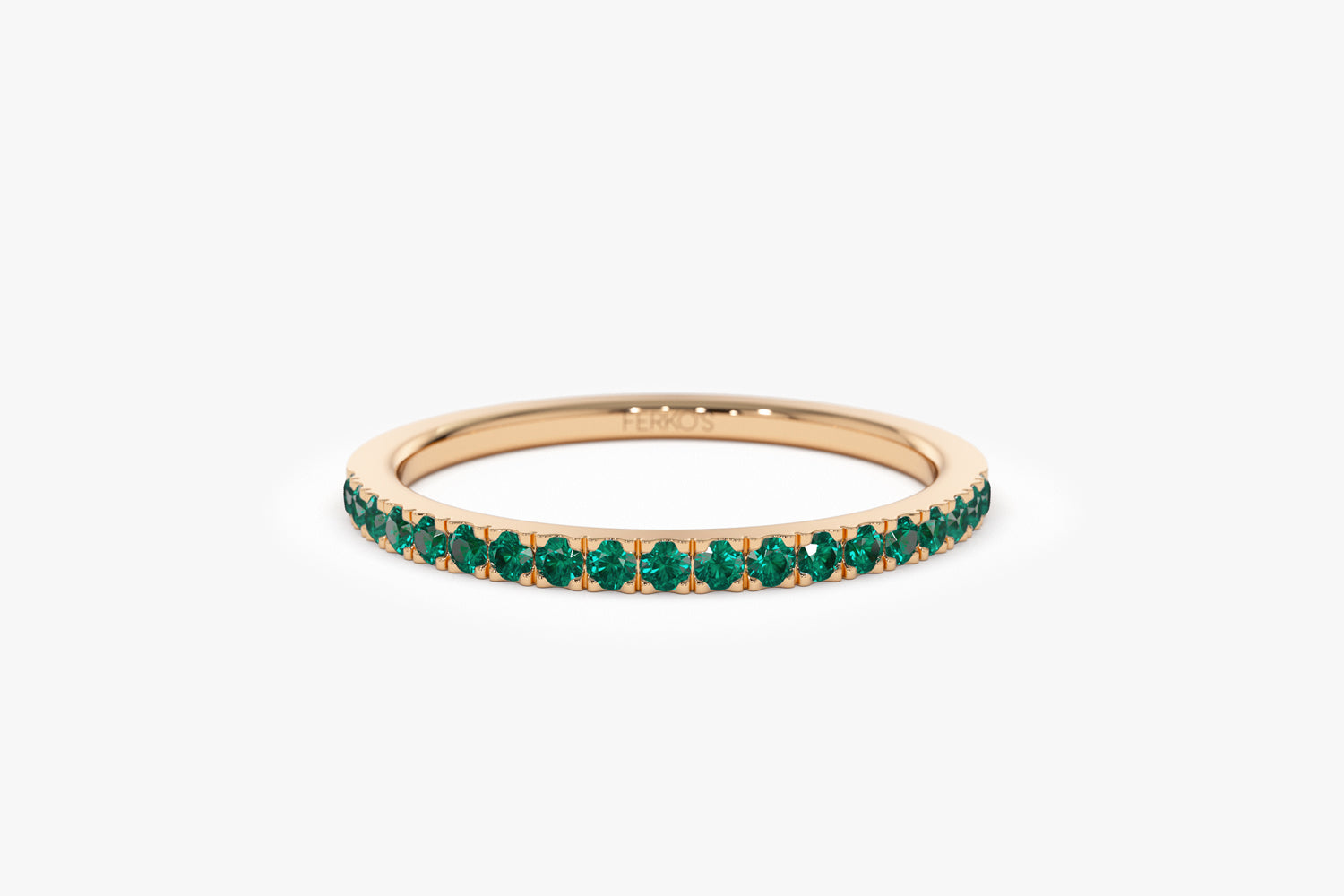 OBFJ2073 - 14k Half Eternity Emerald Ring 11