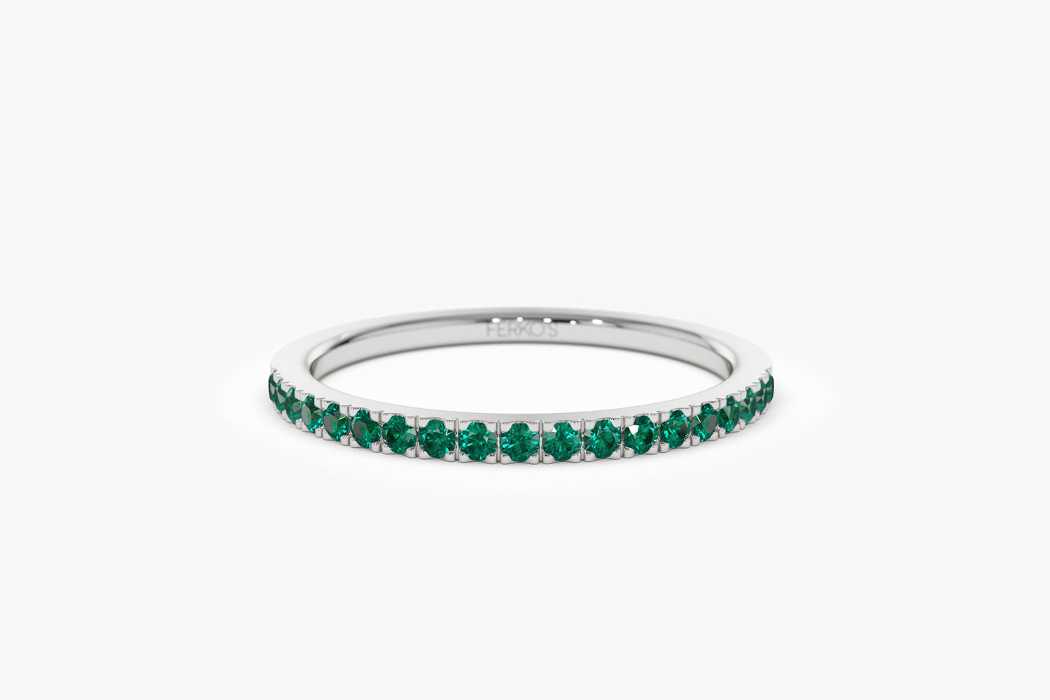 OBFJ2073 - 14k Half Eternity Emerald Ring 12