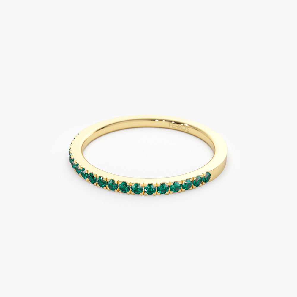 OBFJ2073 - 14k Half Eternity Emerald Ring 6