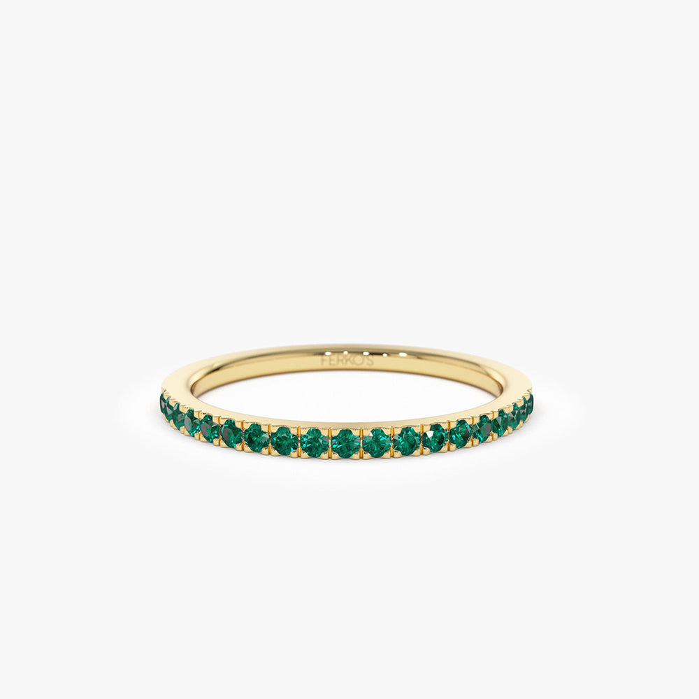 OBFJ2073 - 14k Half Eternity Emerald Ring 1