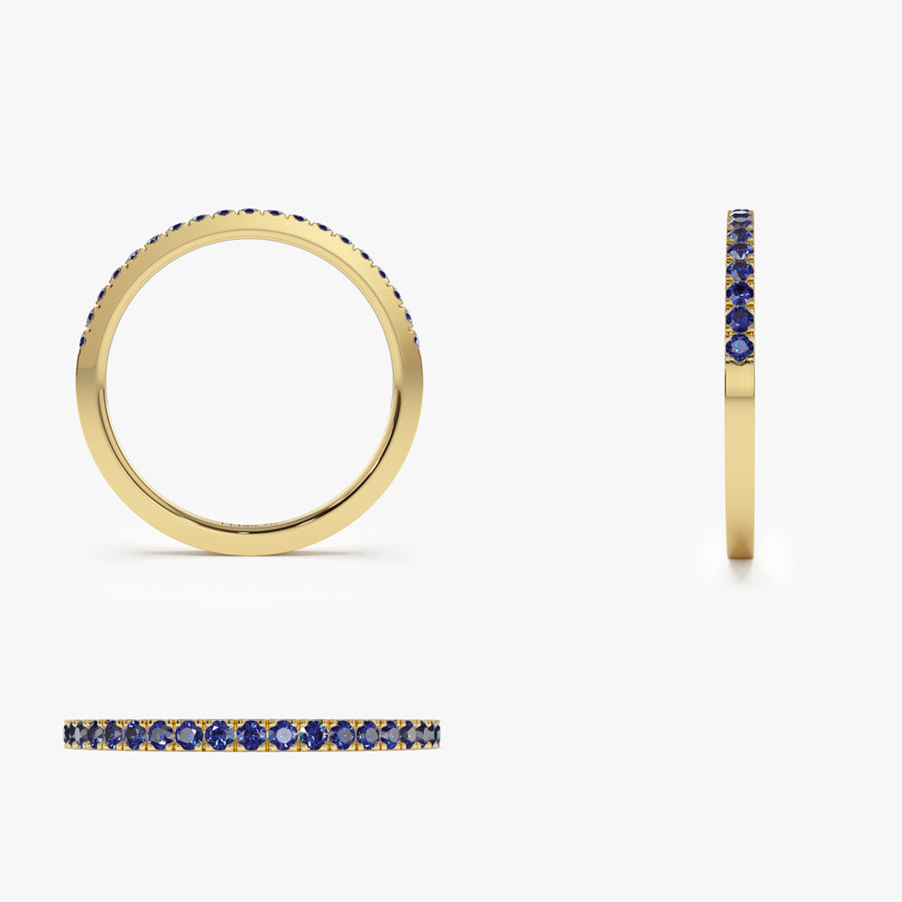 OBFJ2071 - 14k Half Eternity Blue Sapphire Ring 9