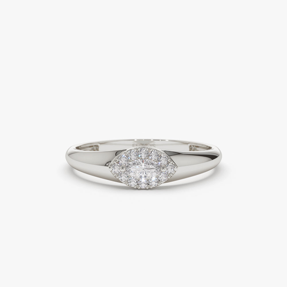 OBFJ2153 - 14K Marquise Diamond in Halo Setting Ring 6