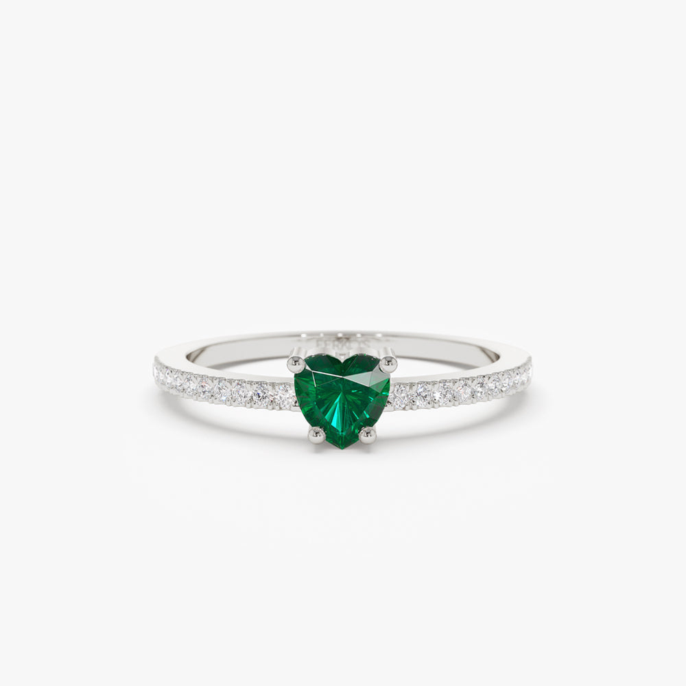 OBFJ2181 - 14k Heart-Shaped Emerald Ring 7