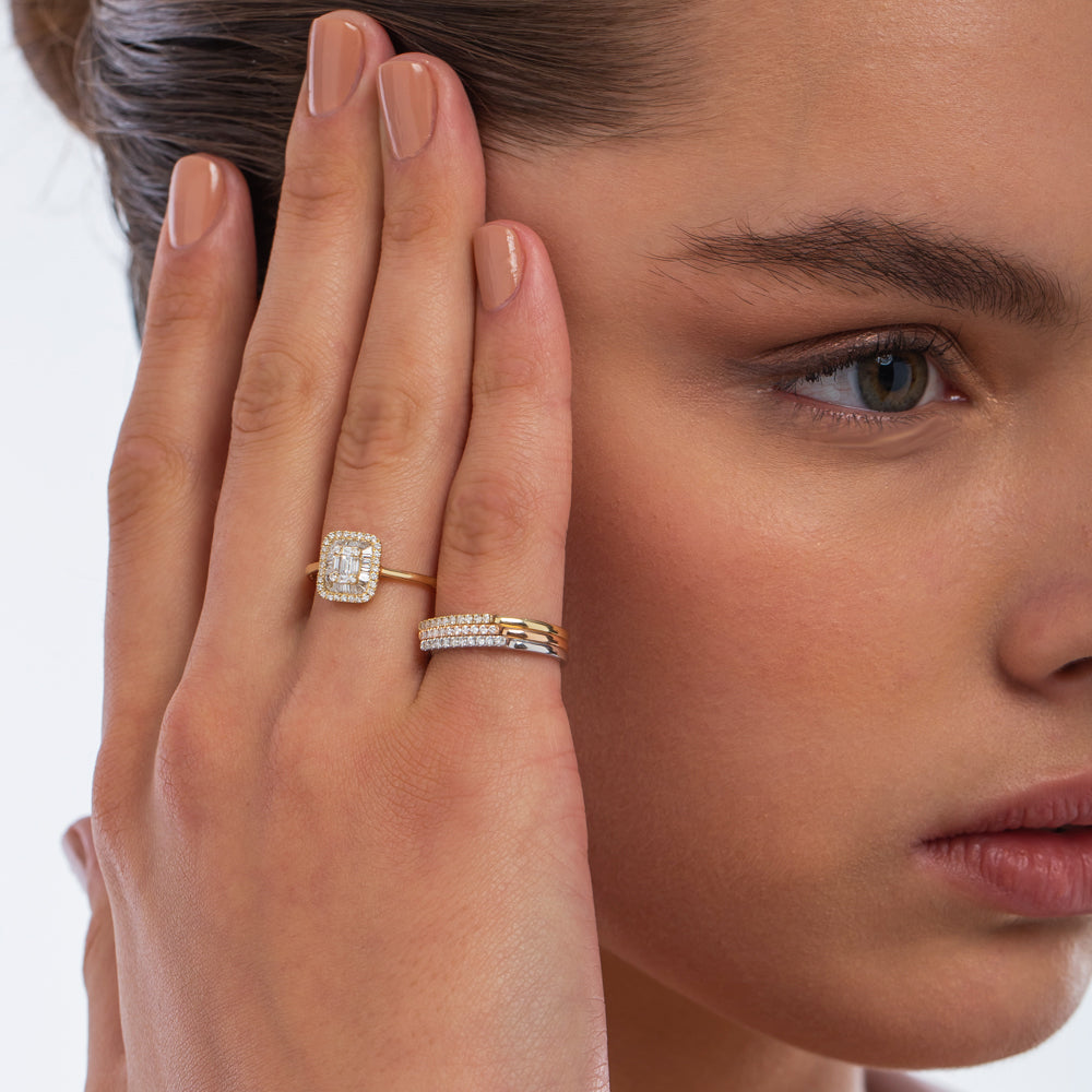 OBFJ2273 - Pave Diamond Bar Ring ring in selectable metal and diamond options - Roselle Jewelry view 3