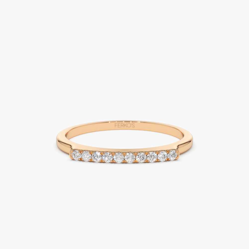 OBFJ2273 - Pave Diamond Bar Ring ring in selectable metal and diamond options - Roselle Jewelry view 6