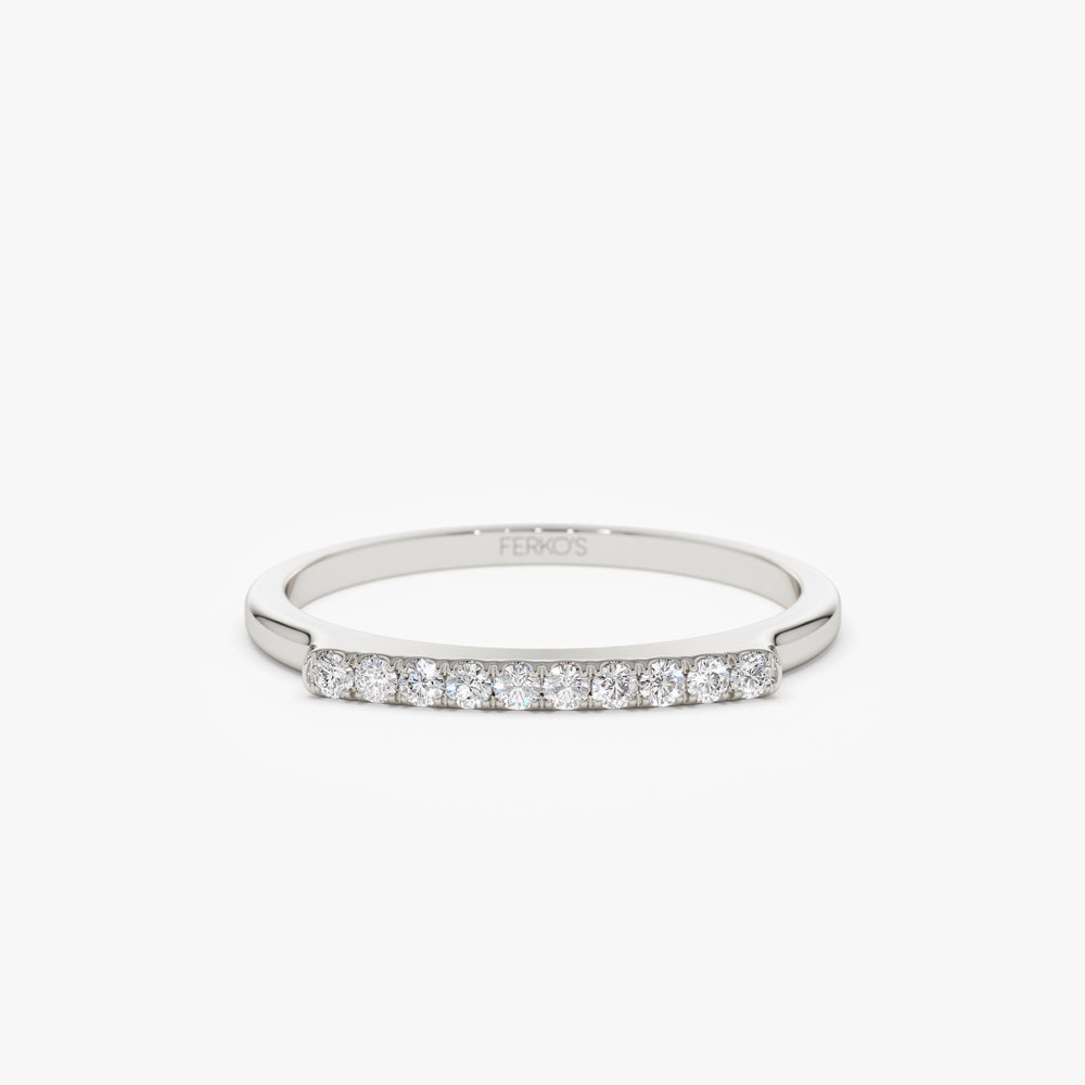 OBFJ2273 - Pave Diamond Bar Ring ring in selectable metal and diamond options - Roselle Jewelry view 7