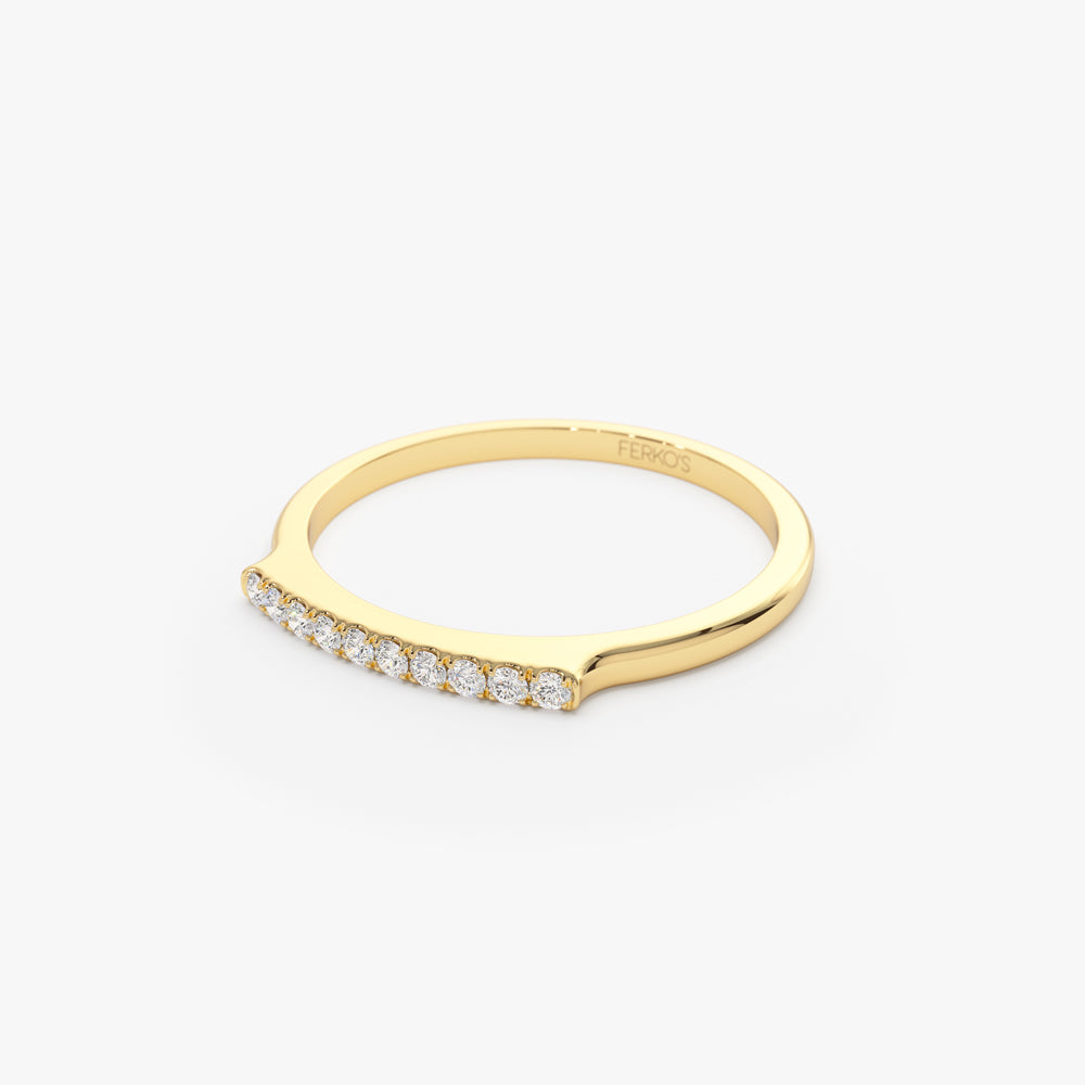 OBFJ2273 - Pave Diamond Bar Ring ring in selectable metal and diamond options - Roselle Jewelry view 8