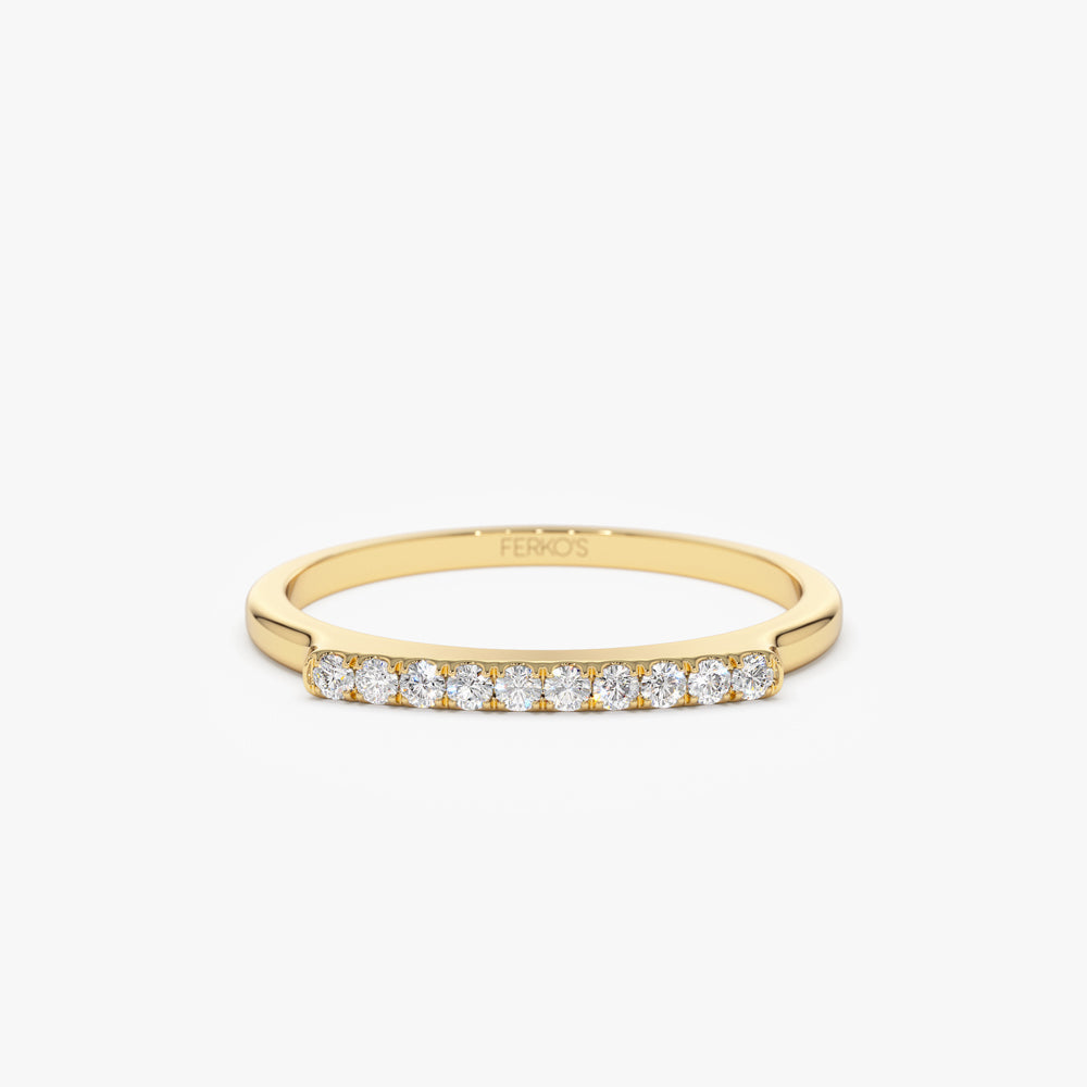 OBFJ2273 - Pave Diamond Bar Ring ring in selectable metal and diamond options - Roselle Jewelry view 1