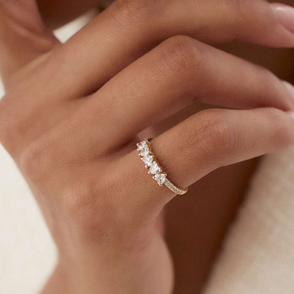 OBFJ1500 - 14k Heart Shaped Diamond Ring w/ Pave Diamonds 3