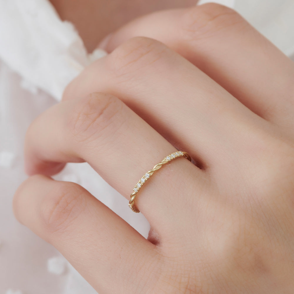 OBFJ1348 - 14k Twisted Rope 3/4 Eternity Diamond Ring 2