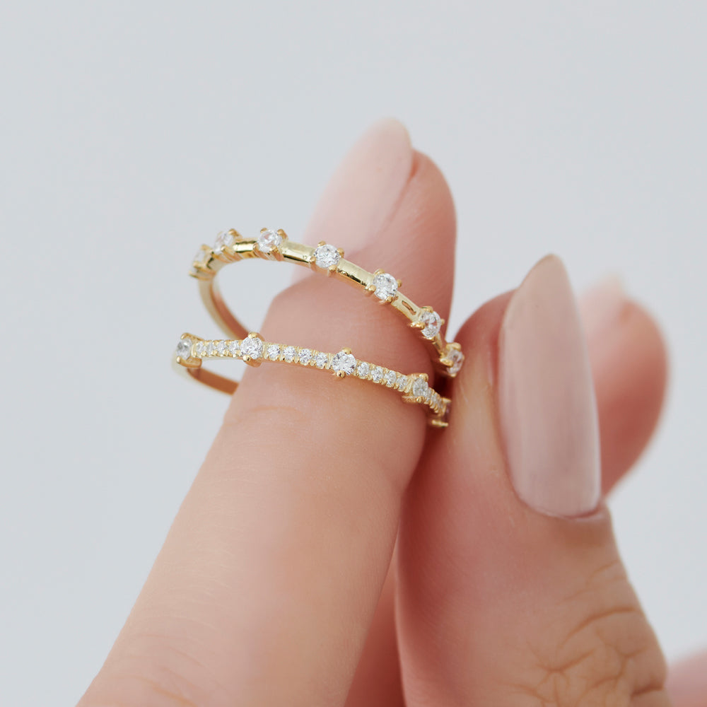 OBFJ1530 - 14K Half Eternity Minimalist Diamond Wedding Ring 2