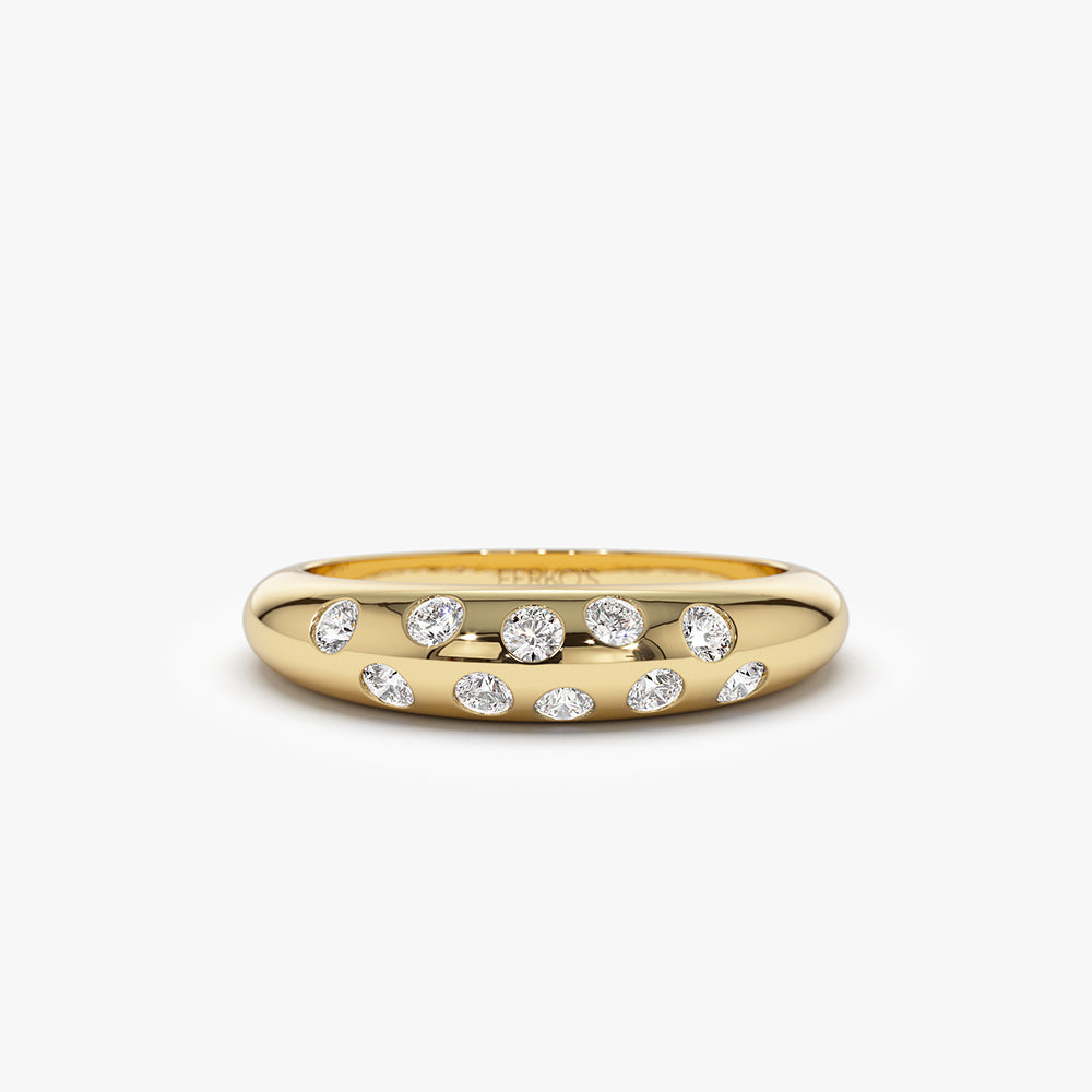OBFJ1495 - 14k Dome Zig Zag Flush Diamond Ring 1