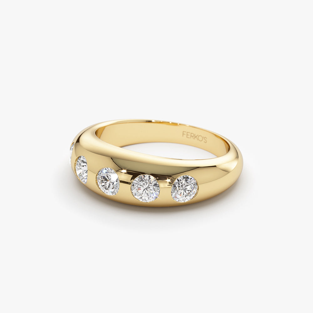 OBFJ1496 - 14k Dome Chunky Statement Diamond Ring 5