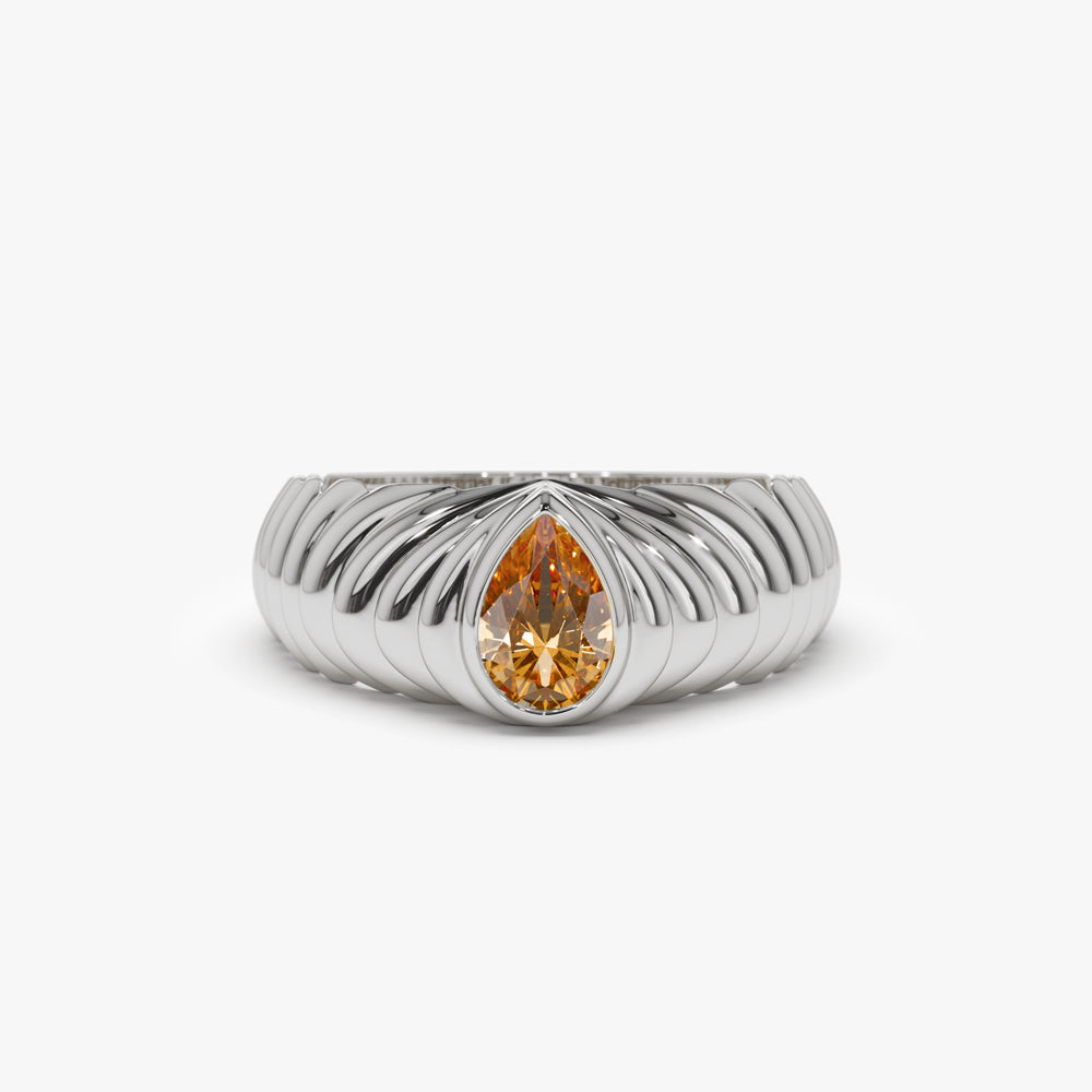 OBFJ1451 - 14k Pear Shape Citrine Beveled Ring 7