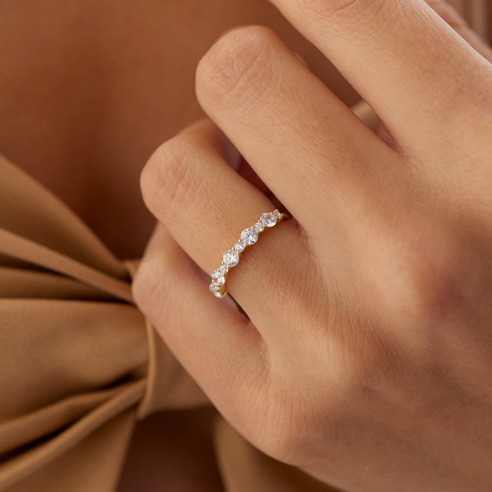 OBFJ1492 - Round Diamond Mix Size Anniversary Ring ring in selectable metal and diamond options - Roselle Jewelry view 2