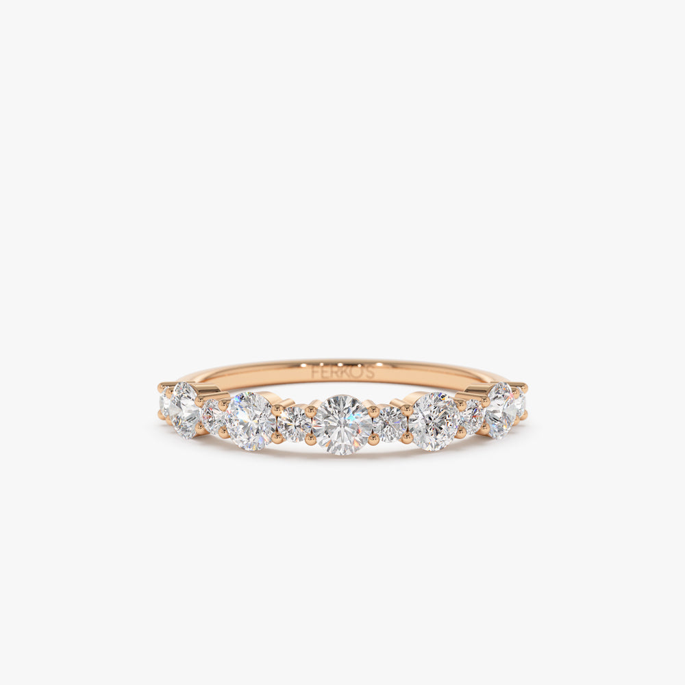 OBFJ1492 - Round Diamond Mix Size Anniversary Ring ring in selectable metal and diamond options - Roselle Jewelry view 6