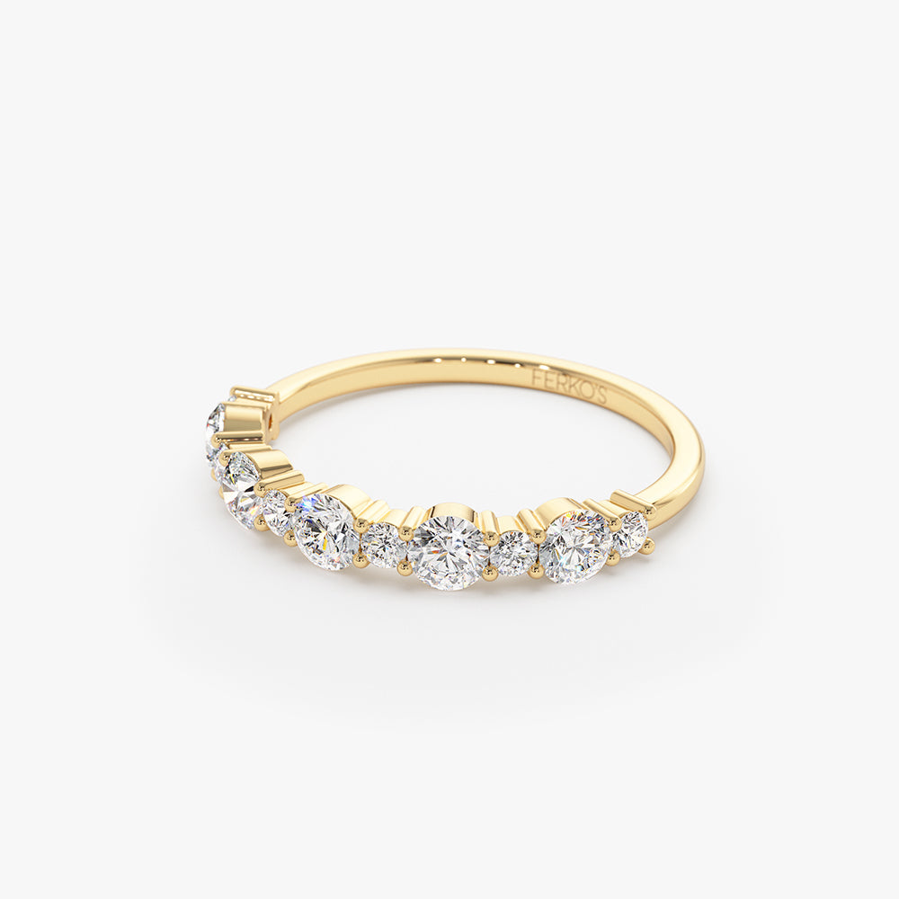 OBFJ1492 - Round Diamond Mix Size Anniversary Ring ring in selectable metal and diamond options - Roselle Jewelry view 8