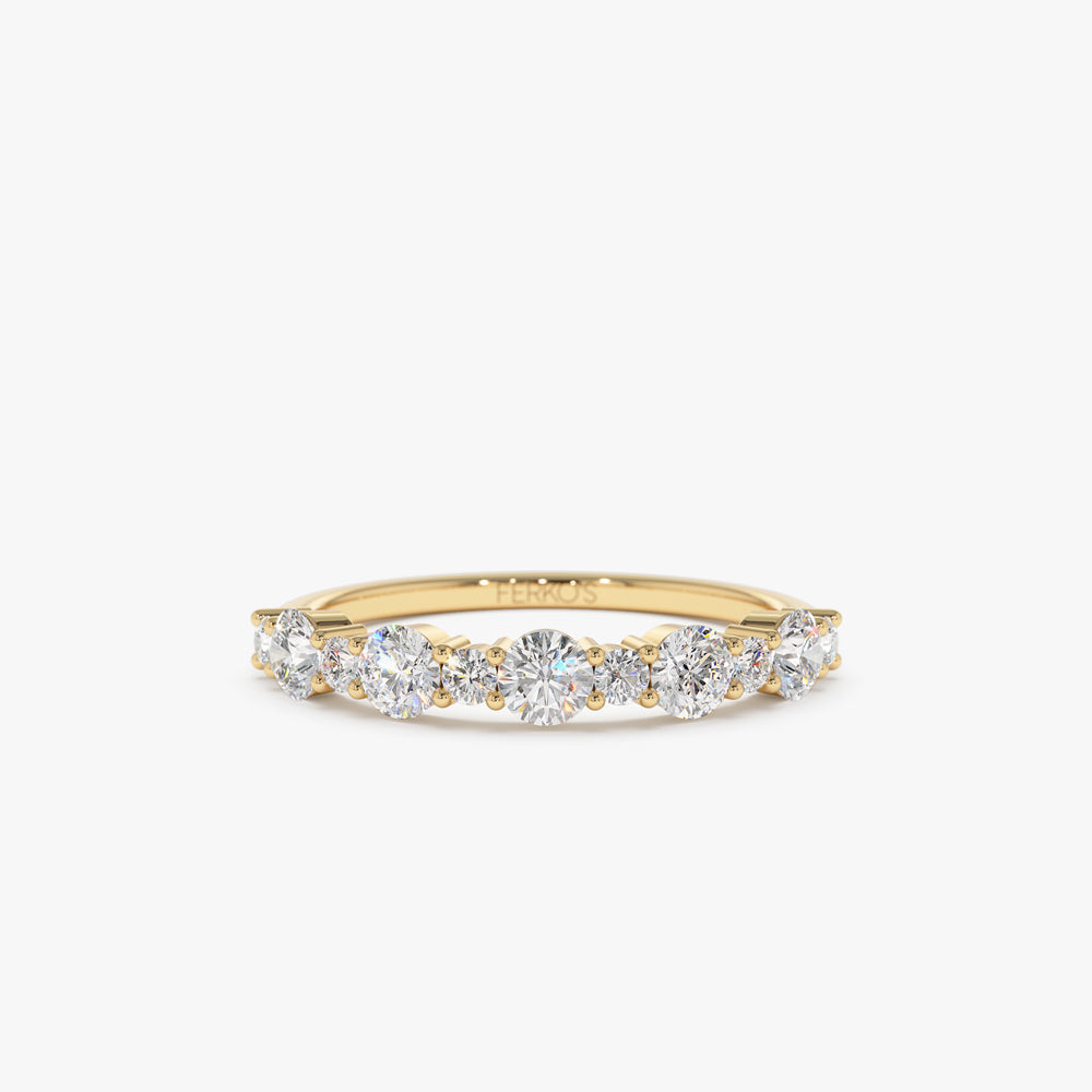 OBFJ1492 - Round Diamond Mix Size Anniversary Ring ring in selectable metal and diamond options - Roselle Jewelry view 1