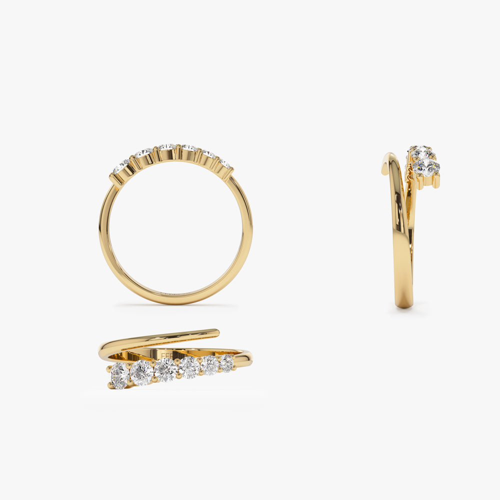 OBFJ1493 - 14k Unique Crossover Diamond Statement Ring 6